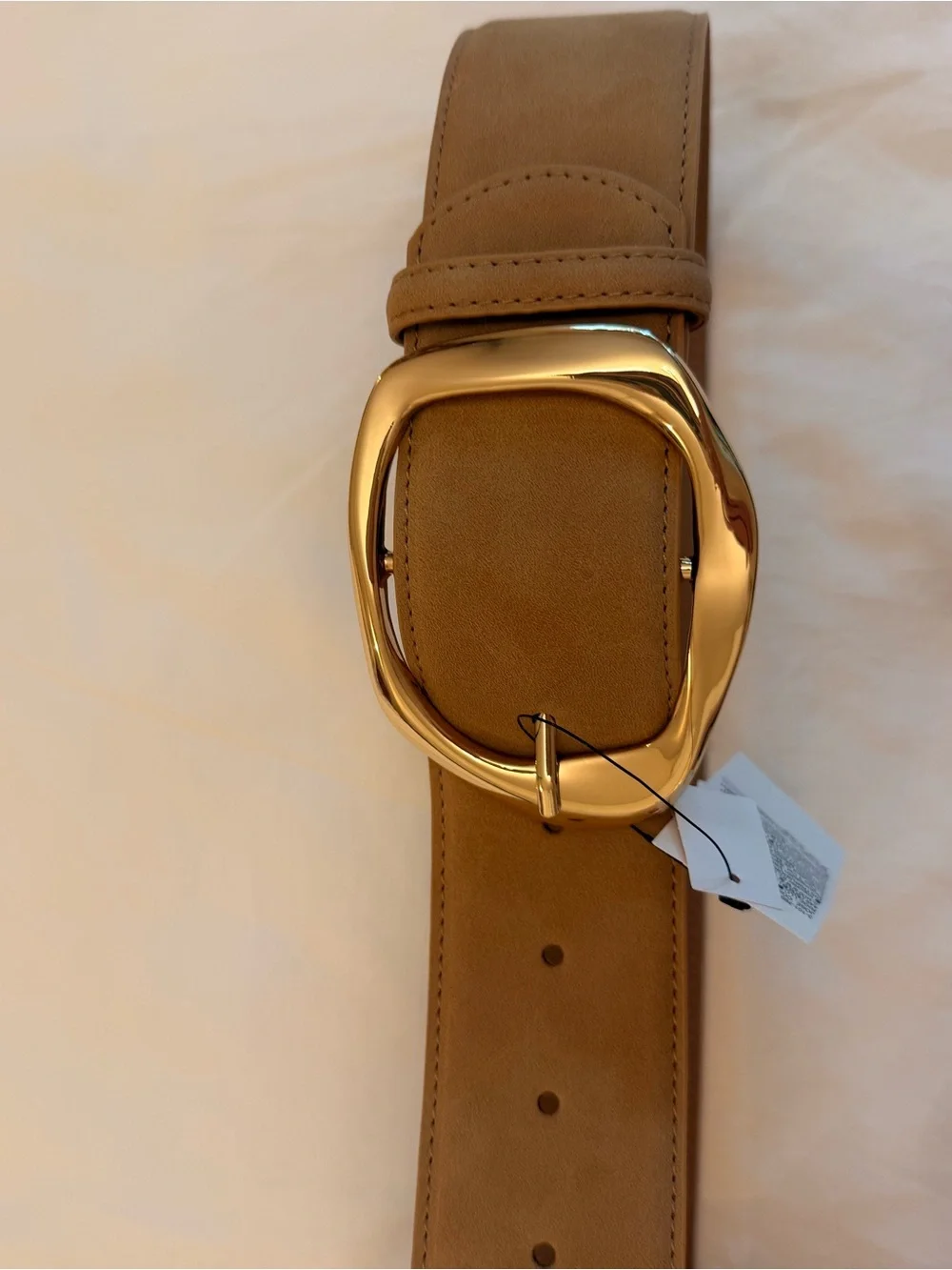 Banana Republic Tan Belt with Gold Organic Oval Buckle